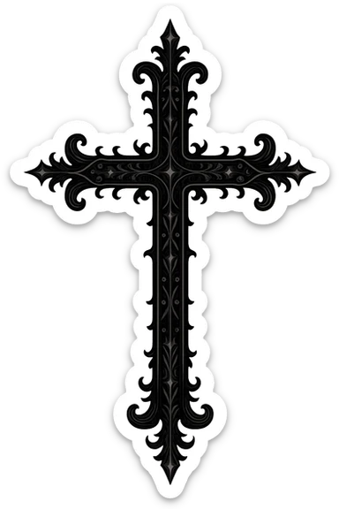 gothic style ornate black goth cross sticker