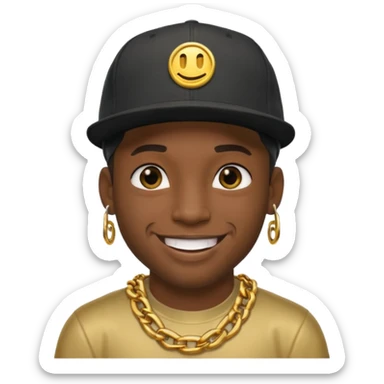 black guy with golden chains fleshtunnels and a snapback cap sticker