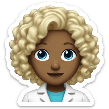Blonde doctor with blue eyes and curly hair sticker