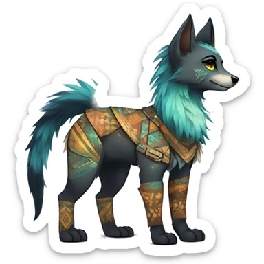 cute cool edgy fantasy animal fursona creature by griffsnuff & LiLaiRa & Falvie with exotic colors with patterns and a spiked collar full body sticker