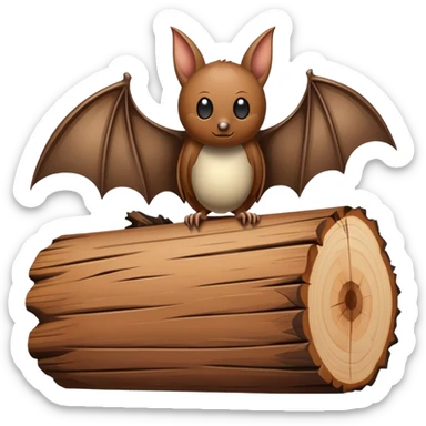 Log of wood with a bat  sticker