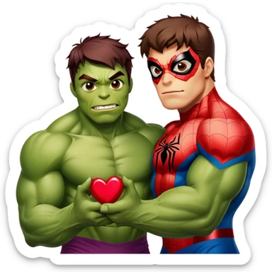 Spider-Man and Hulk wishing everybody a happy Valentine’s Day sticker