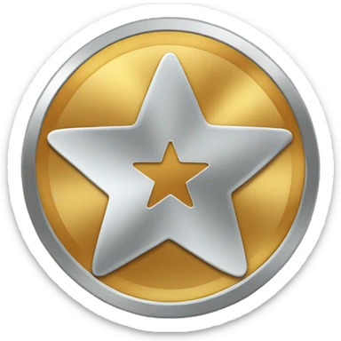 thick coin icon, star in center sticker