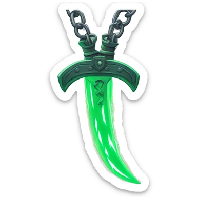 Twin green neon swords attached by chain sticker