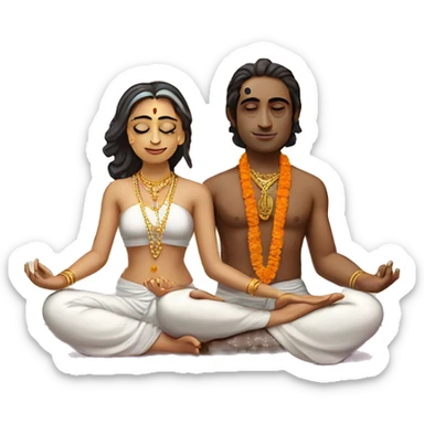 Yoga couple Hindu prayer rahde Krishna  sticker