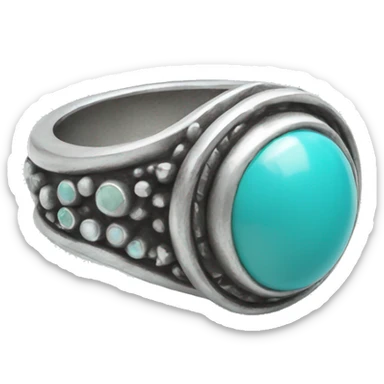 silver turquoise ring with stone details sticker