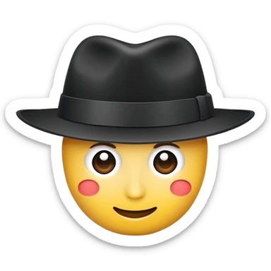 A fedora emoji in the style of Apple emojis, with a sleek and modern look, black color. sticker