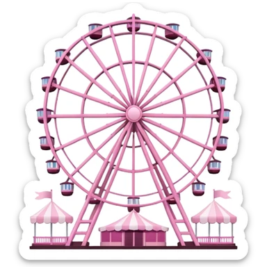 mix light pink dark pink and white girly theme park Ferris wheel sticker