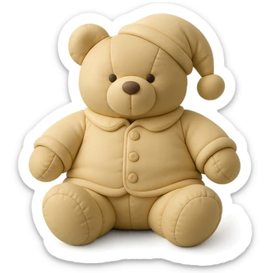 teddy bear wearing soft and cozy pajamas, cushion style sticker
