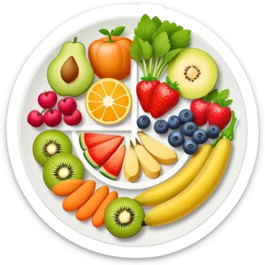 healthy food plate with fruits and vegetables sticker