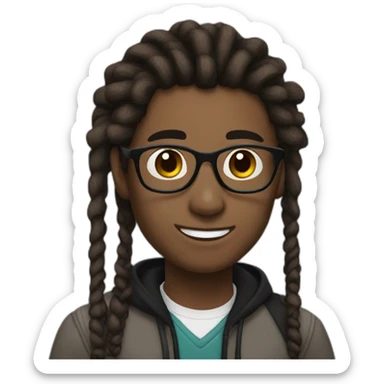 Student brown (small dreadlocks black)  sticker