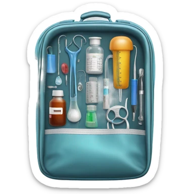Medical diagnostic bag with instruments inside sticker
