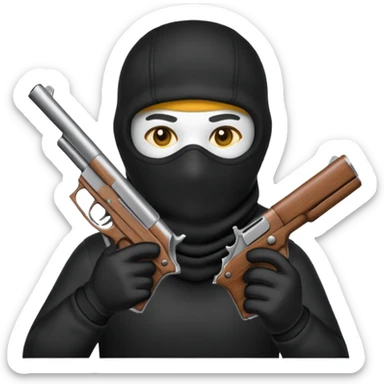Un emoji con una balaclava negra con una pistola en la mano sticker