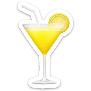 Bright yellow cocktail in a translucent eco-cup, minimalist emoji style, slight glow, simple shine. Neutral background. sticker