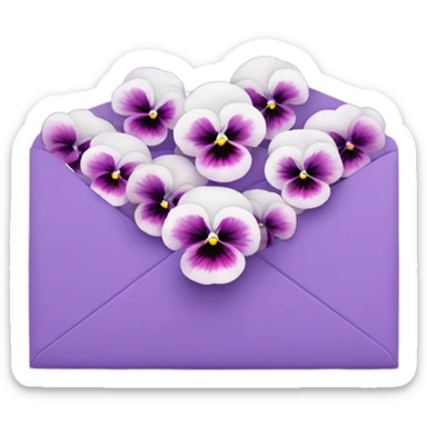 pink pansies placed in a purple aesthetic envelope  sticker