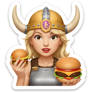 Taylor Swift woman viking eating burger sticker