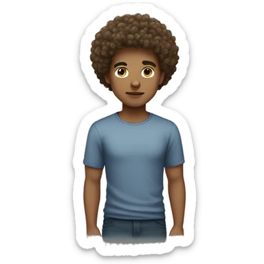 very Curly, afro blonde short hair guy, dark brown eyes sticker
