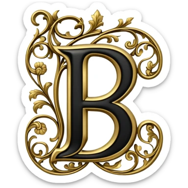 Black gothic Victorian , letter “J” of the alphabet sticker