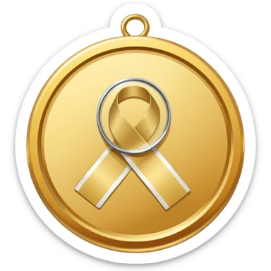 gold medal with bandage and a magnified engraved on it sticker