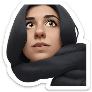 girl with black hair portrait sticker