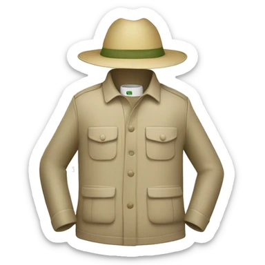 gardener pith helmet beige jacket sticker