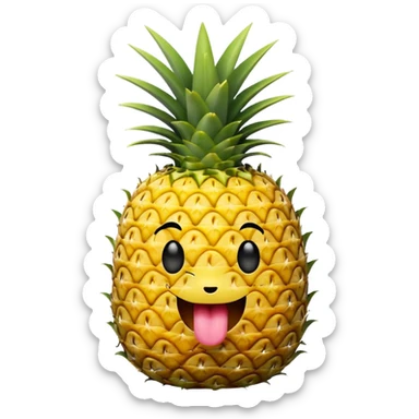 Pineapple winky face tongue out sticker