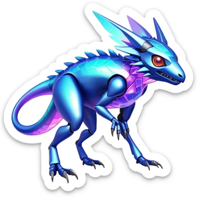  exotic colorful futuristic modern cyber-Fakémon-Digimon-Trico-Vernid-creature sticker