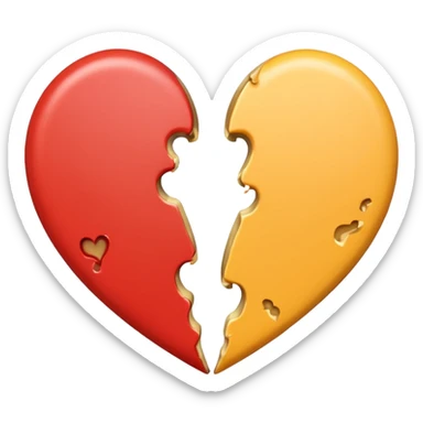 Creamy color heart broken into two halves sticker
