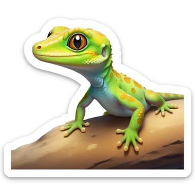 cinematic-cute-realistic gecko-portrait-emoji,-head-tilted-playfully-and-inquisitively,-featuring-a-small,-charming-body-with-smooth,-vividly-patterned-scales,-bright,-sparkling-eyes-and-delicate,-sticky-toe-pads,-simplified-yet-irresistibly-adorable sticker