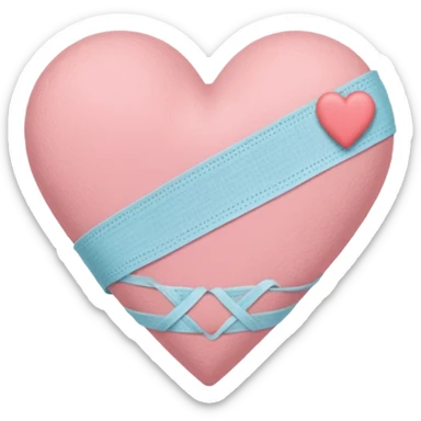 A minimalist pastel illustration of a heart with a small bandage, inspired by the ❤️‍🩹 emoji. Soft pastel colors — dusty pink sticker