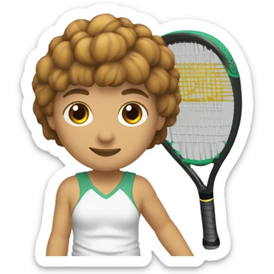 jugadora de padel pelo castaño recojido y ojos marrones con raqueta sticker
