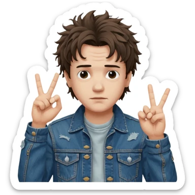 Eddie the freak from stranger things with his iconic hand sign like this "🤟" behind his head sticker