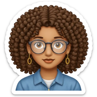 faça um adolescente pardo de cabelo cacheado, que usa óculos e brincos  sticker