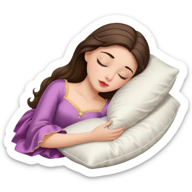 sleeping beauty brunette white girl with a silk pillow sticker