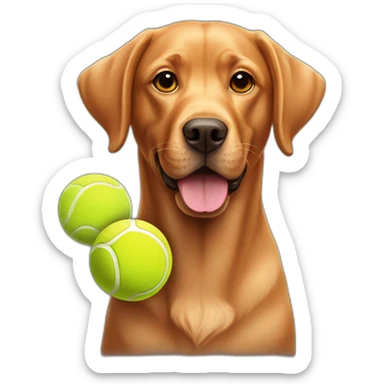 Red labrador with holding a tennis ball sticker