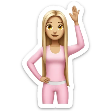 yoga white girl pink suit long hair sticker