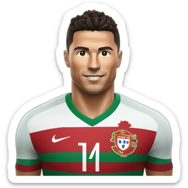 Ronaldo avec maillot Portugal portant la   sticker