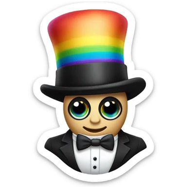 Rainbow potato wearing top hat and tuxedo  sticker