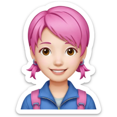 chinese pink haired toutist sticker