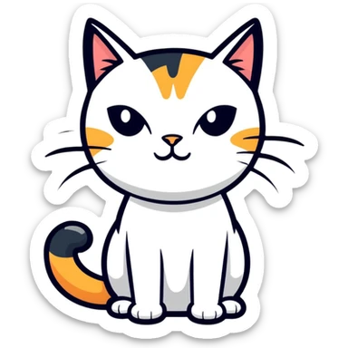 suspicious looking cat, cartoonish sticker style sticker