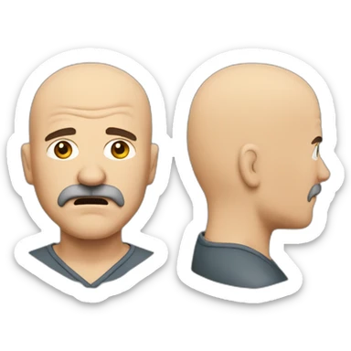 Angry Bald middle aged guy with side brown hair and thick brown mustache sticker