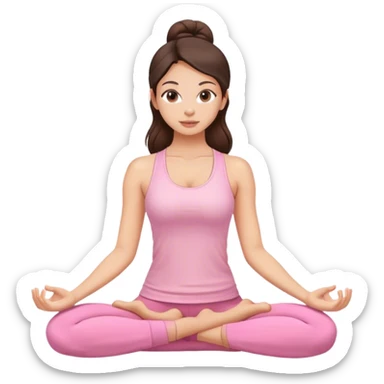 Beautiful brunette yoga girl light pink clothes  sticker