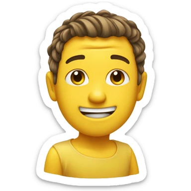 classic yellow emoji pushing hair behind ear with a hand while squinting and a side smile sticker