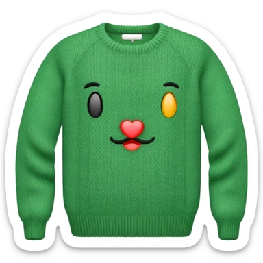 Green knitted wool sweater. sticker
