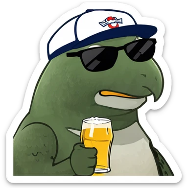 Bald eagle with beer sticker