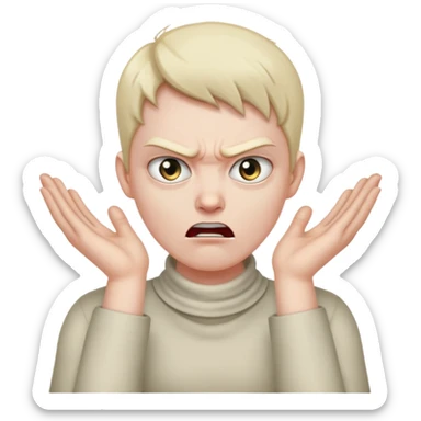 Emoji nekoga,ki se z obema rokama drži za vrat in se želi ubiti ter je jezen in ima oči navzgor ali zavija z očmi (nič namerno samo za hec) sticker