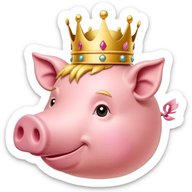 Ein schwein mit einer krone auf dem kopf  sticker