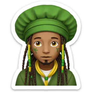Jamaican dreads with a Jamaican bonnet no person just the hair sticker
