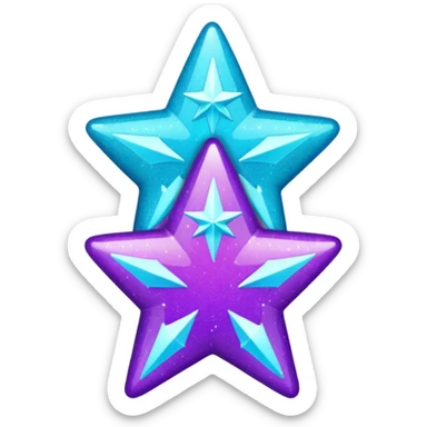 glitter purple and cian 3 stars  sticker