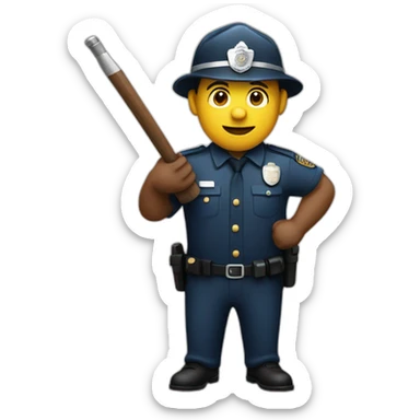 A policeman with a baton in his hand getting ready to strike sticker